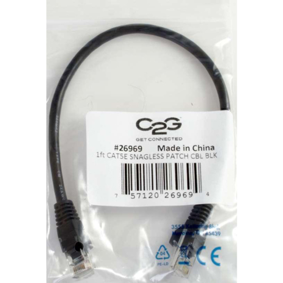 C2G 25ft Cat5e Ethernet Cable - Snagless Unshielded (UTP) - Black