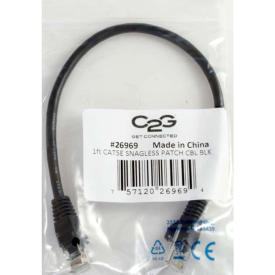 C2G 5ft Cat5e Ethernet Cable - Snagless Unshielded (UTP) - Black