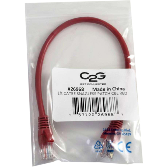 C2G-14ft Cat5e Snagless Unshielded (UTP) Network Patch Cable - Red