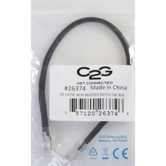 C2G-25ft Cat5e Non-Booted Unshielded (UTP) Network Patch Cable - Black