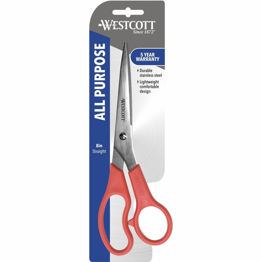 Scotch Household Scissor, 8-Inches Red Handle Light Duty Cutting Stainless  Steel