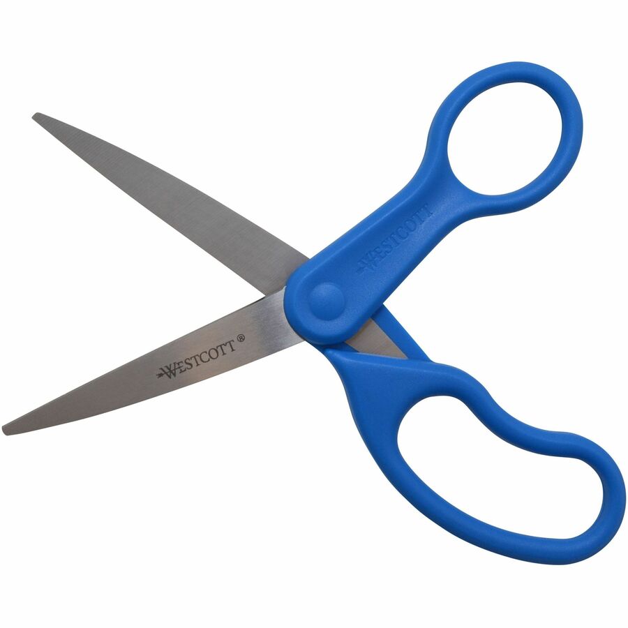 Sparco 8 Bent Multipurpose Scissors - 8 Overall Length - Bent - Stainless  Steel - Blue - 1 Each