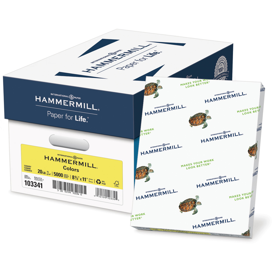 Hammermill Colors Recycled Copy Paper - Canary - Letter - 8 1/2