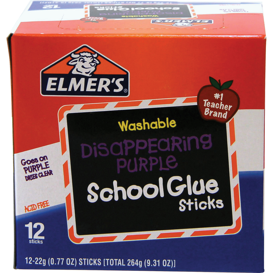 Elmer's Washable Glue Sticks, Nontoxic, 0.77 oz - 12 / Box - Purple 