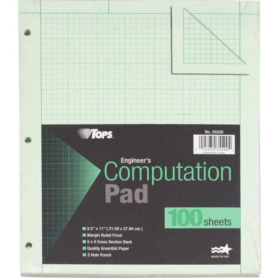 Ampad Graph Pad, 8-1/2 x 11, Glue Top, Graph Rule (8 x 8), 50 Sheets