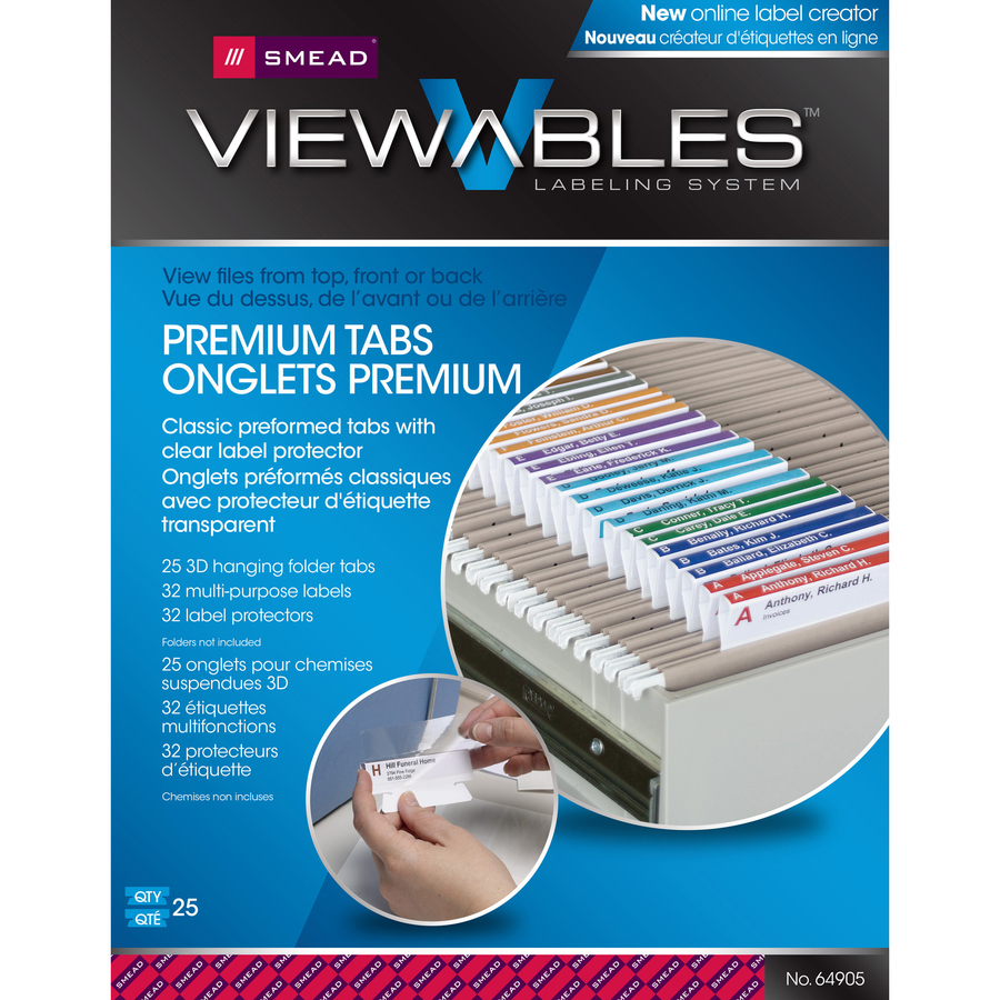 Smead Viewables Premium 3D hanging Folder Tabs and Labels Hanging