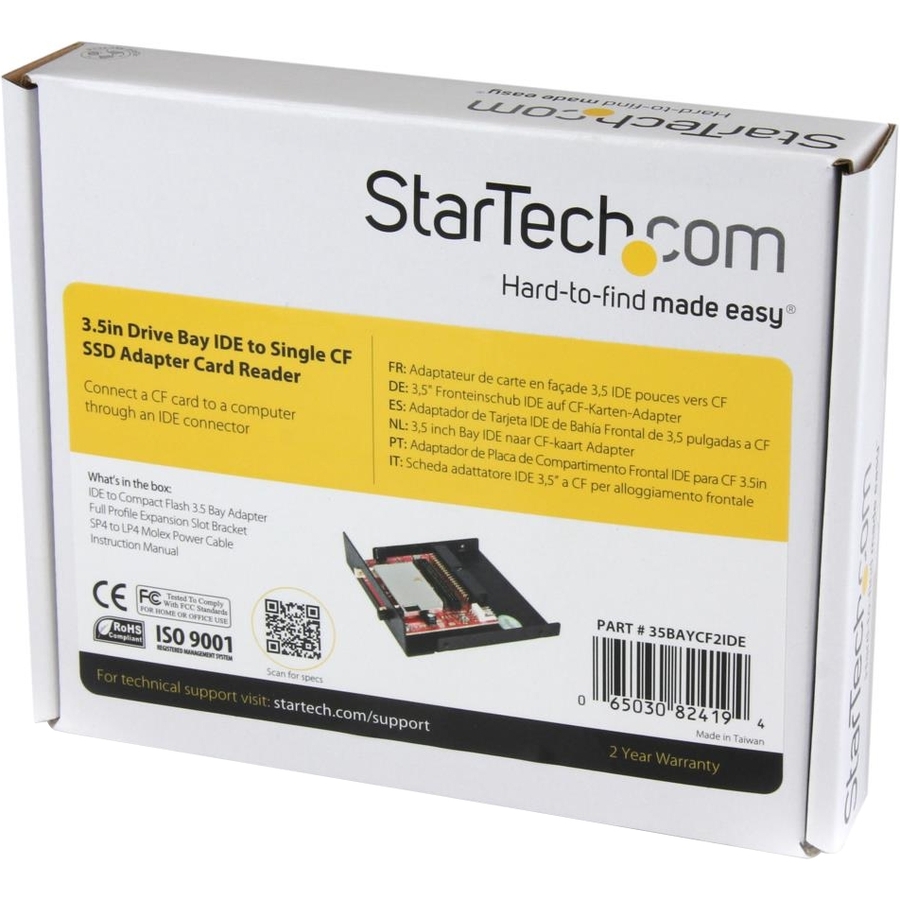 StarTech CF Adapter Card, 3.5in Drive Bay, IDE, CompactFlash, Solid State Drive, SSD, TAA