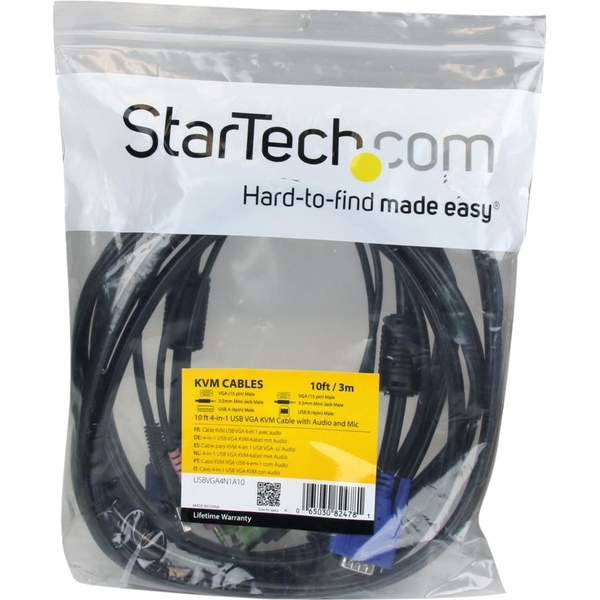 STARTECH 10 ft 4-in-1 USB VGA KVM Cable with Audio and Microphone