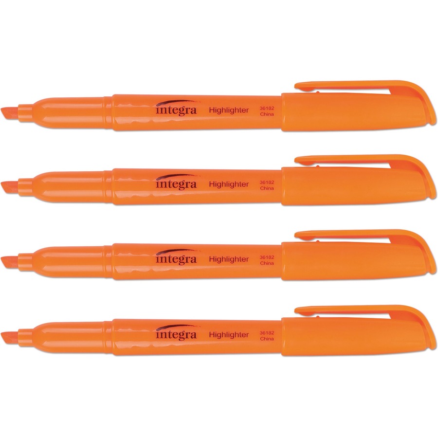 Integra 36182 Pen Style Highlighter Chisel Point Fluorescent Orange
