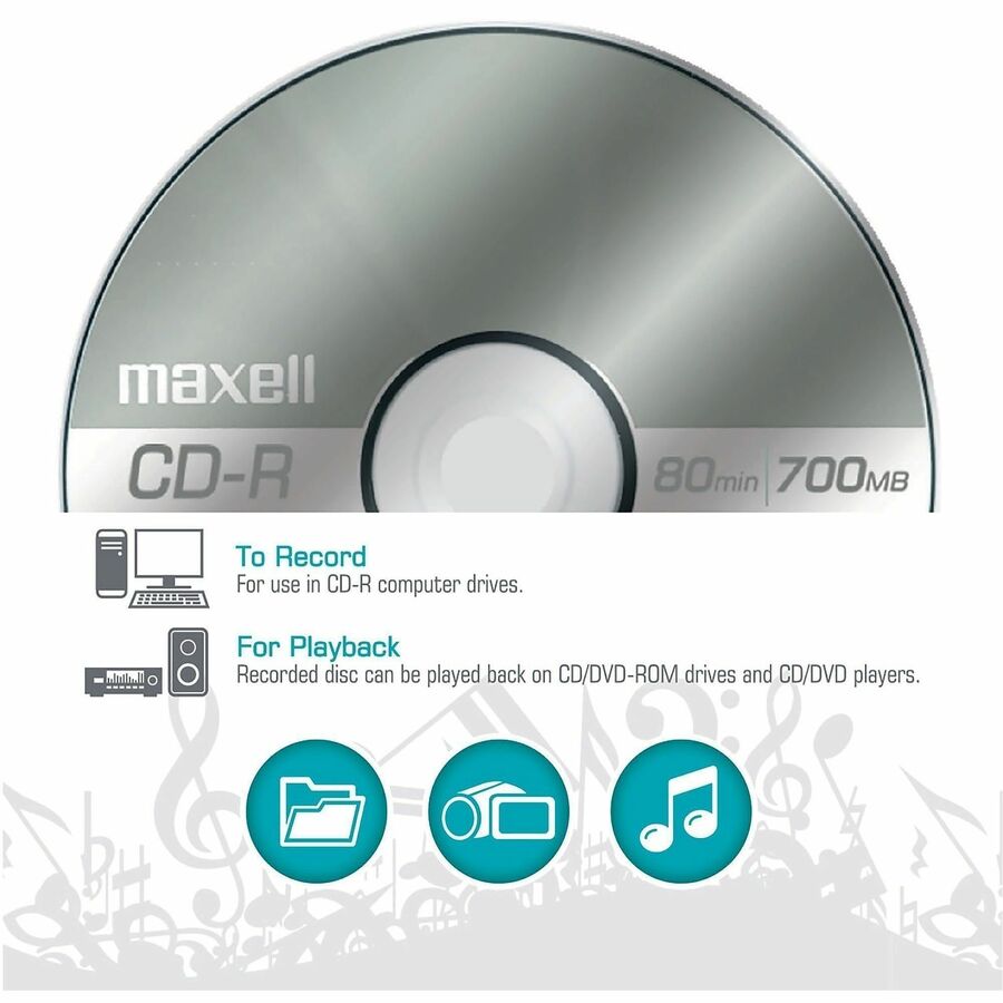 Maxell CD-R700 CD Recordable Media - CD-R - 48x - 700 MB - 25 Pack - Light Green