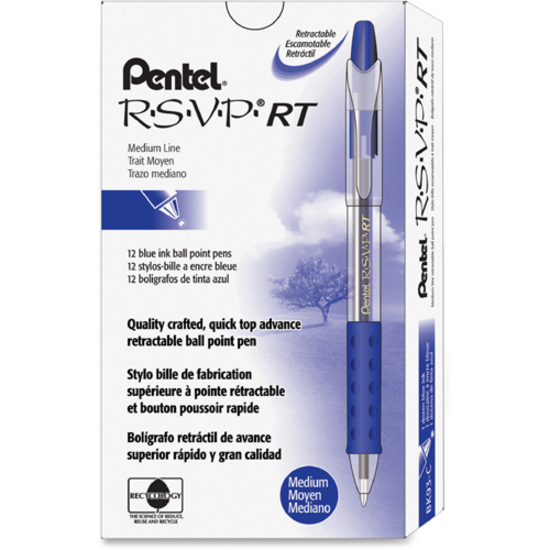 Pentel Recycled Retractable R.S.V.P. Pens - Medium Pen PENBK93C, PEN BK93C  - Office Supply Hut