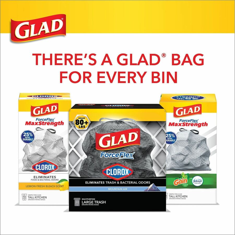 Glad ForceFlexPlus X-Large Kitchen Drawstring Bags - Fresh Clean with  Febreze Freshness - Large Size - 20 gal Capacity - 24.02 Width x 32.01  Length