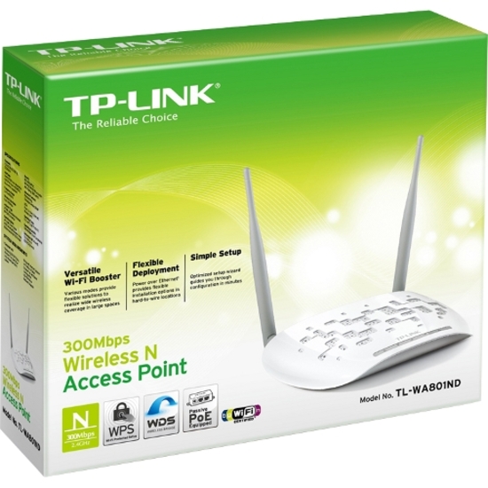 TP-LINK TL-WA801ND Wireless N300 Access Point, 2.4Ghz 300Mbps, 802.11b/g/n, AP/Client/Bridge/Repeater, 2x 4dBi, Passive POE