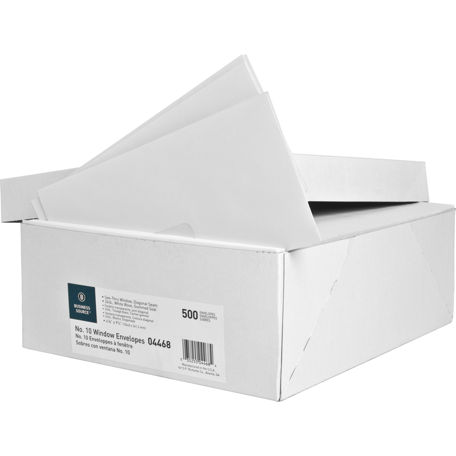 Picture of Business Source No. 10 Diagonal Seam Window Envelopes
