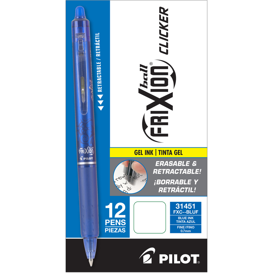 Pilot FriXion Ball Clicker Erasable Gel Pens, Fine Point, Assorted Ink,  3/Pack (31467)