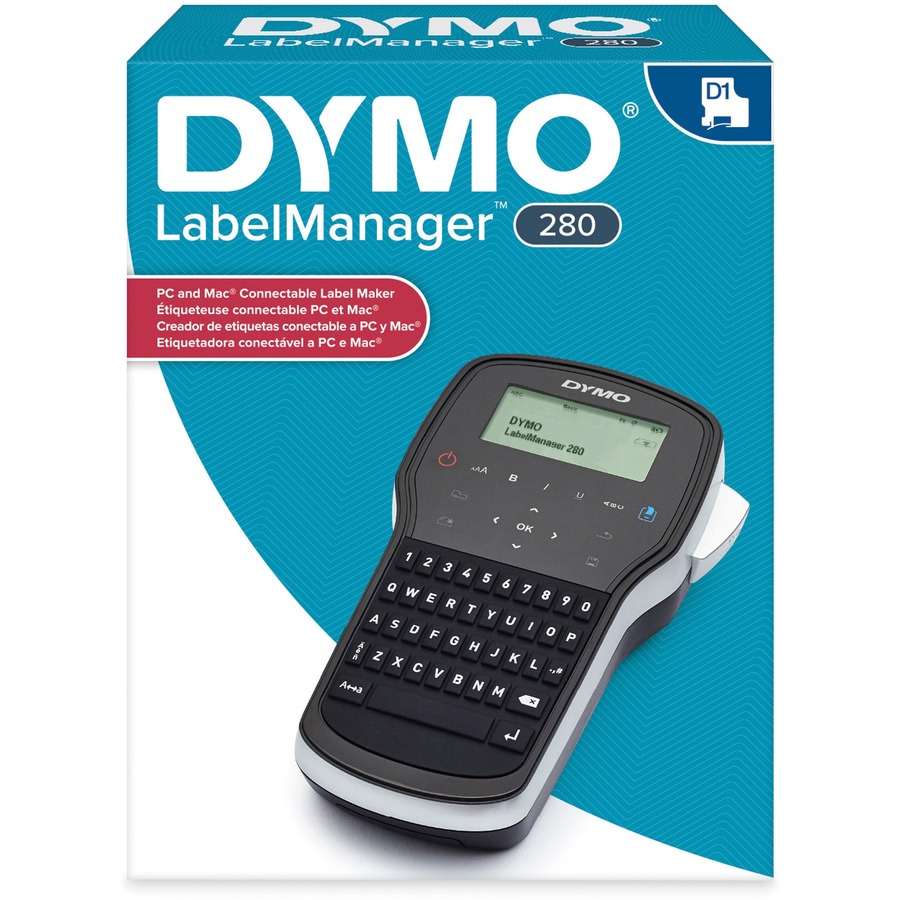 Dymo LabelManager 280P Tape, Label 0.25" 0.37" 0.50" LCD Screen  Battery Battery Included Silver, Black Mac, PC QWERTY, Underline,  Auto Power Off for Home, Office Filo CleanTech