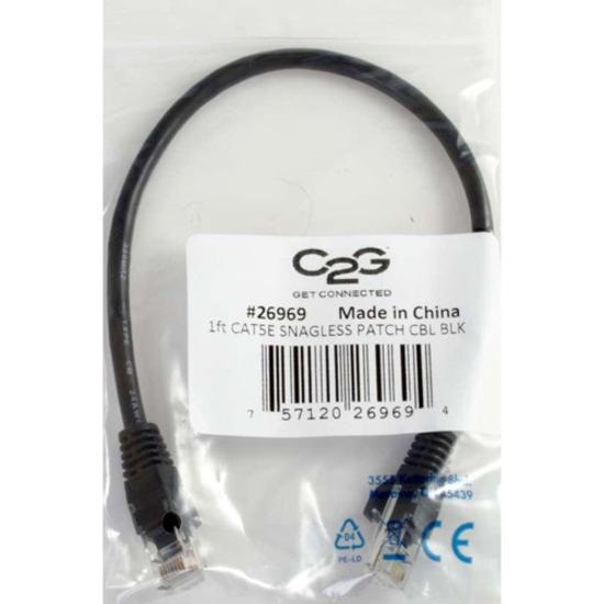 C2G 4ft Cat5e Ethernet Cable - Snagless Unshielded (UTP) - Black