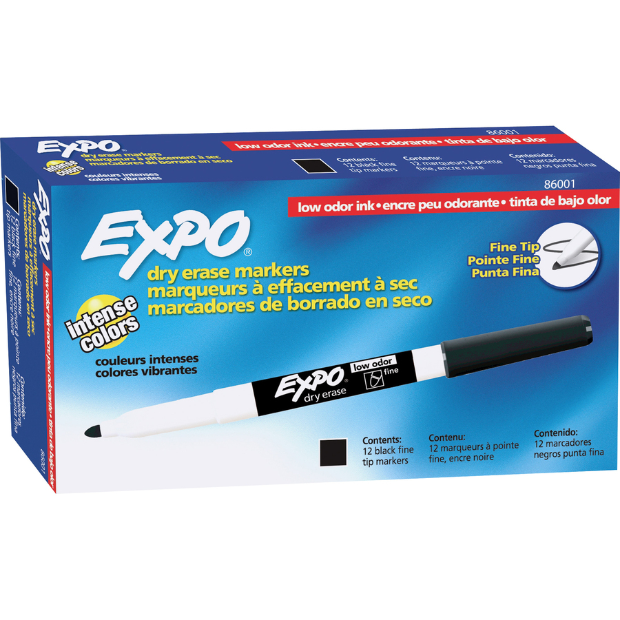 Expo Low Odor Dry Erase Markers - Fine Point Type - Black - 1 Dozen - R&A  Office Supplies