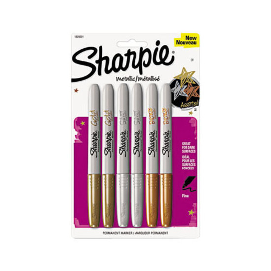 Sharpie Metallic Permanent Markers - Fine Marker Point - Assorted - 6 /  Pack - R&A Office Supplies