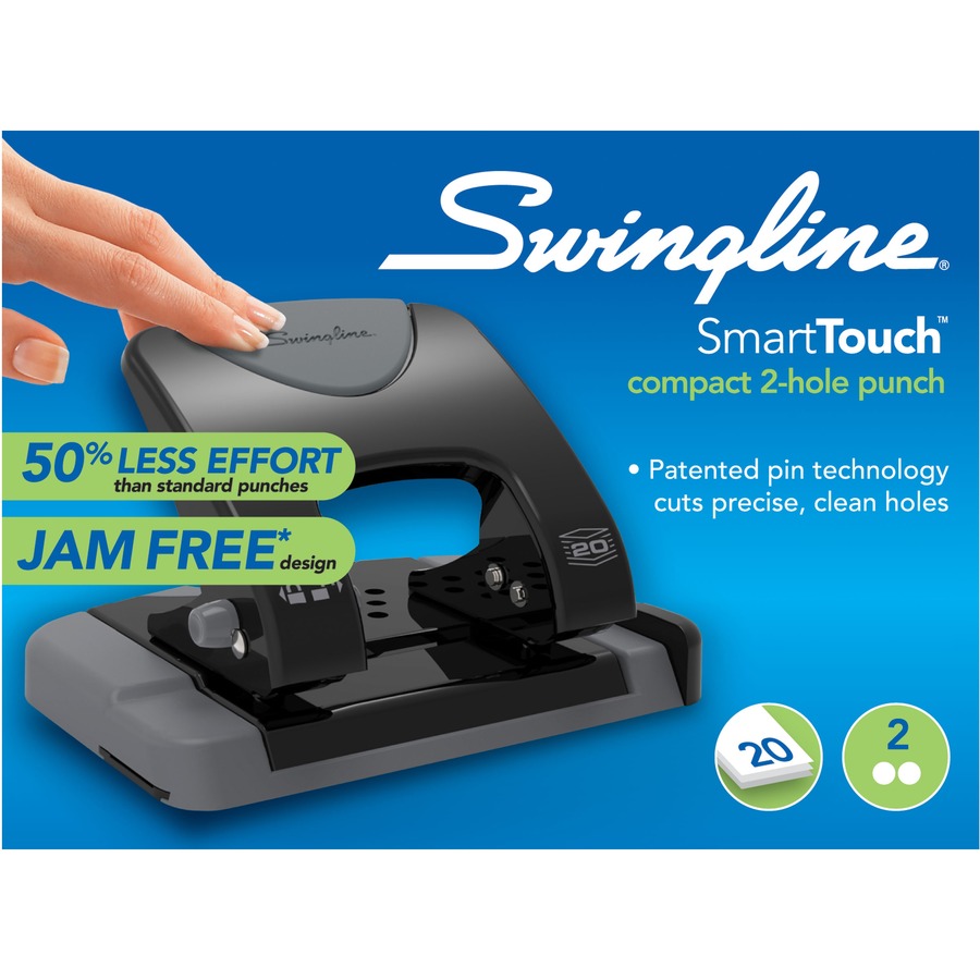 Swingline SmartTouch Low-Force 2-Hole Punch - 2 Punch Head(s) SWI74135, SWI  74135 - Office Supply Hut