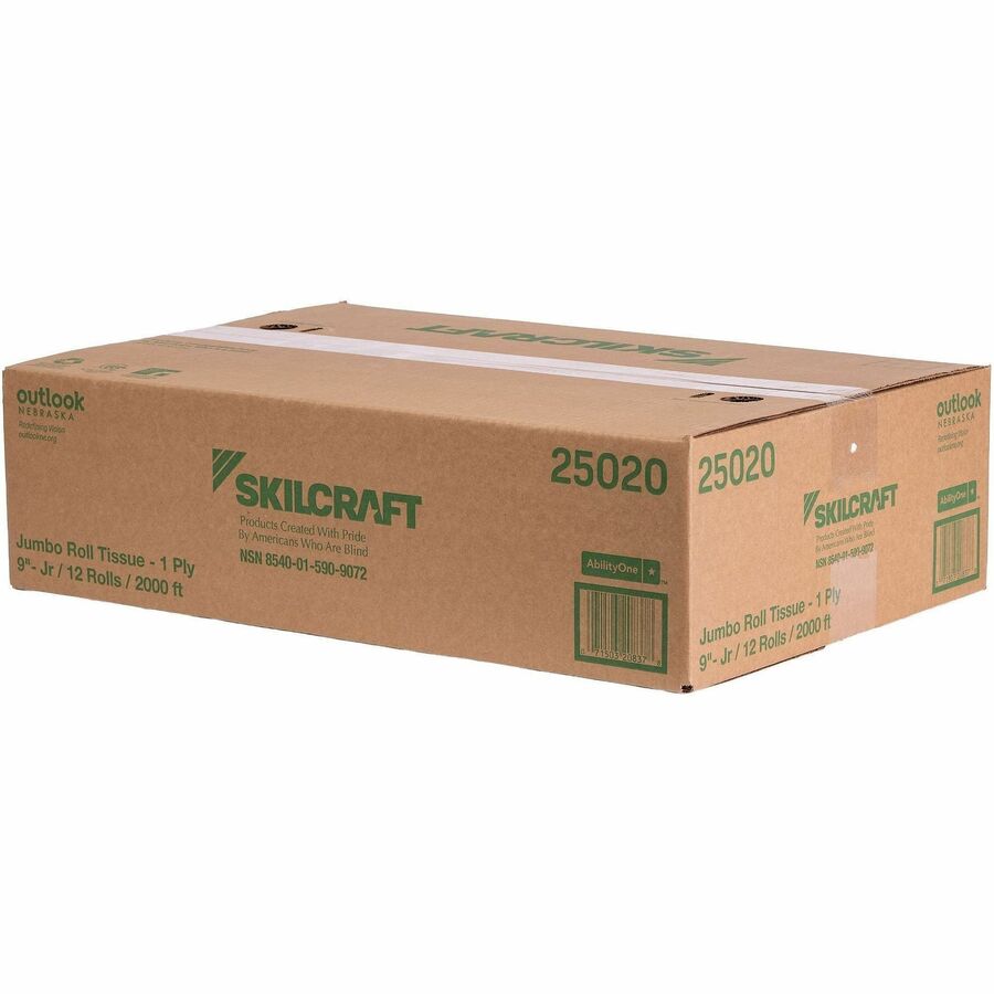 Picture of Jumbo Roll Toilet Tissue, 1-ply, 3 21/64" core, White, 12/Box, BX