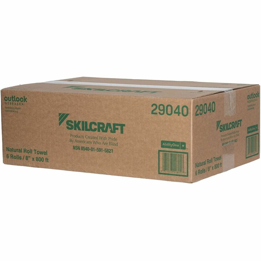 Picture of Hard Roll Paper Towels, 1-ply, Natural, 6/Carton, 6 RL/CT