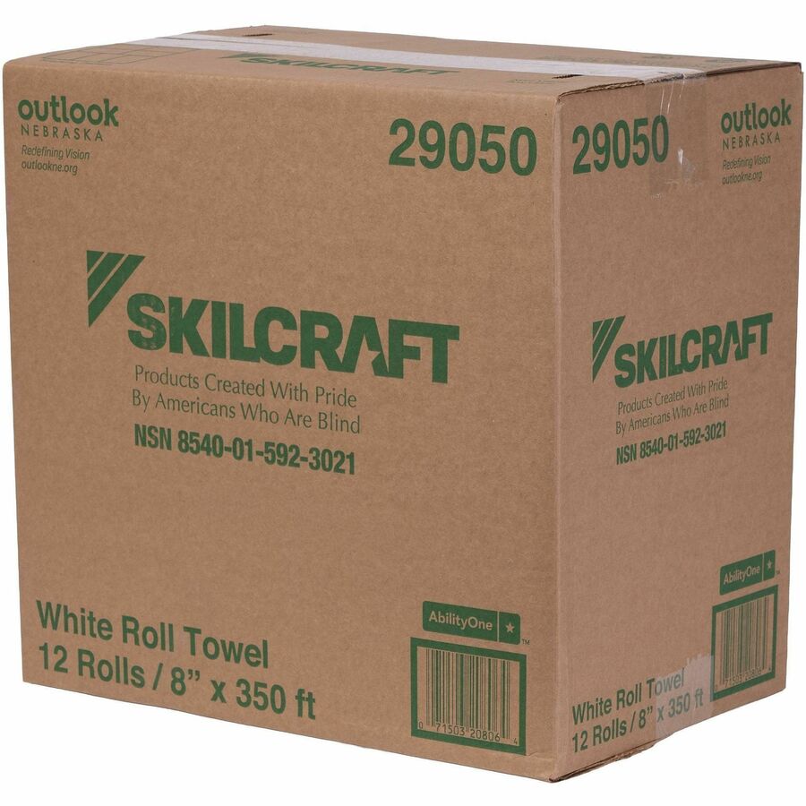 Picture of Paper Towel Roll, 1-ply, 8" x 350 ft, White, 12/Box, BX