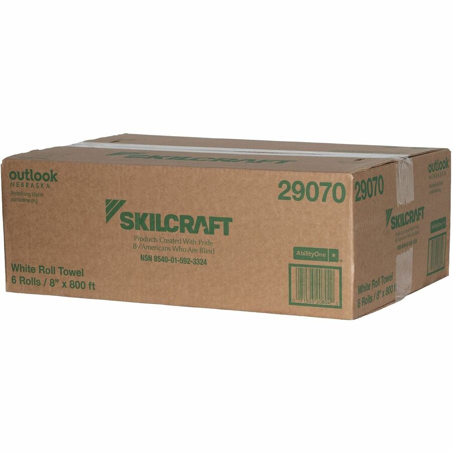 Picture of Hard Roll Paper Towels, 1-ply, White, 6/Carton, 6 RL/CT