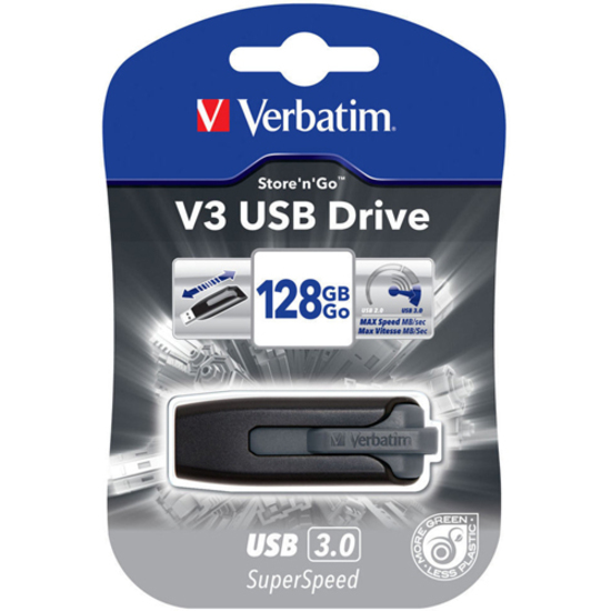 128GB Store 'n' Go&reg; V3 USB 3.2 Gen 1 Flash Drive - Gray - 128GB - Gray