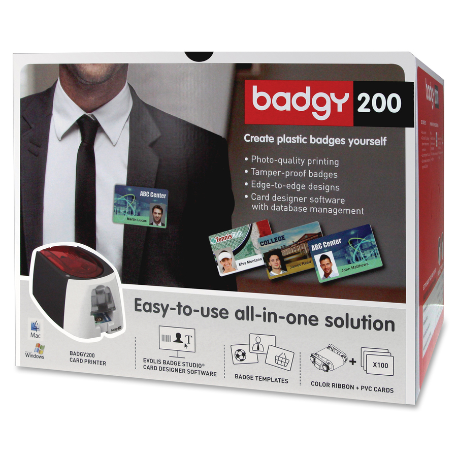 Badgy200 All-In-On ID Card Printing Solution by Evolis with Badge Studio Software - Print Professional Custom ID's On Demand