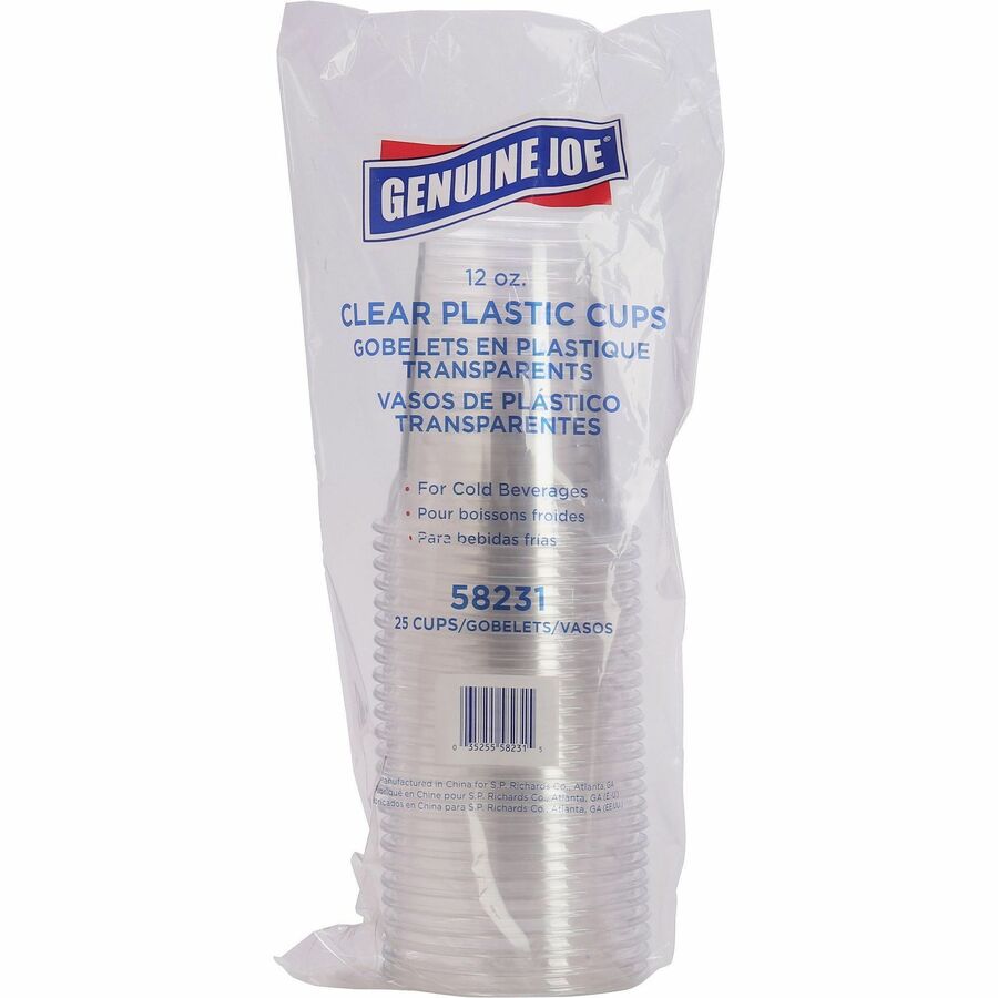 Genuine Joe - Gobelets en plastique transparent de 12 oz