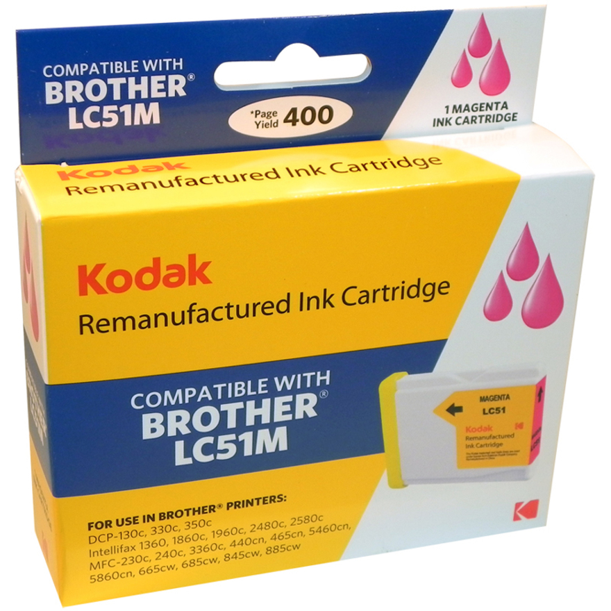 KODAK Remanufactured Ink Cartridge Compatible With Brother LC51 (LC51M) High-Yield Magenta