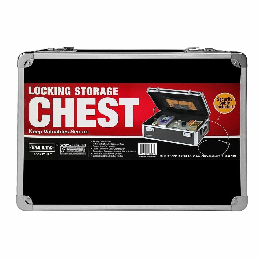 Picture of Locking Storage Chest, External 18 in x 13 in x 6 in, Aluminum steel build, Dual combination locks, Chrome corners, EA