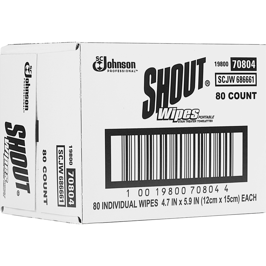 Shout Wipe & Go Instant Stain Remover, 80 Individual Packets/Carton 