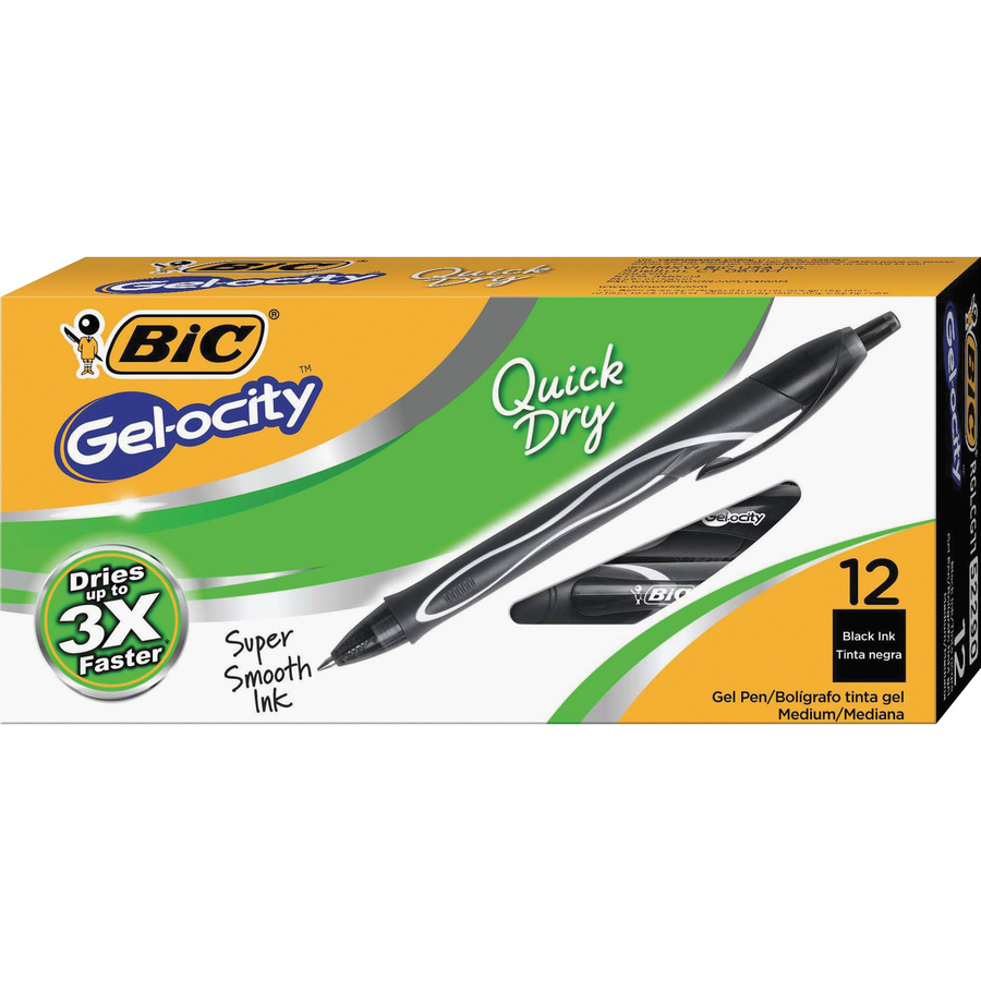 2x Bic Gel-ocity Original Retractable Gel Pen Medium 0.7 mm Smooth Writing  16 Pk