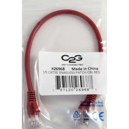 C2G-50ft Cat5e Snagless Unshielded (UTP) Network Patch Cable - Red