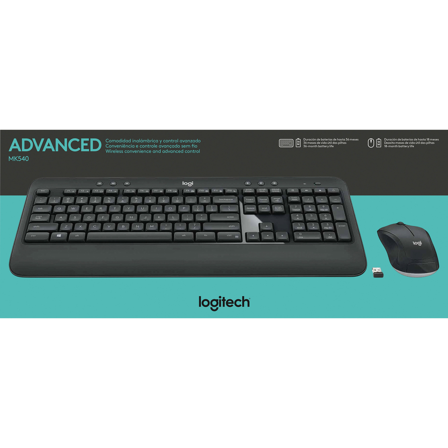 Picture of Logitech MK540 Advanced Wireless Keyboard and Mouse Combo for Windows, 2.4 GHz Unifying USB-Receiver, Multimedia Hotkeys, 3-Year Battery Life, for PC, Laptop