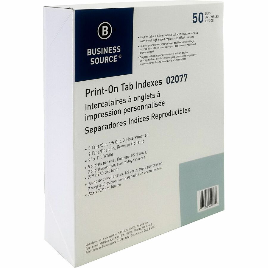 Business Source White Tab Double-reverse Print-on Index