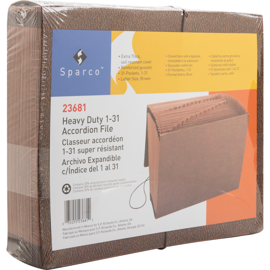 23681 1-31 Letter Business Source 31 Pocket Accordion File ,new Sealed Brown 