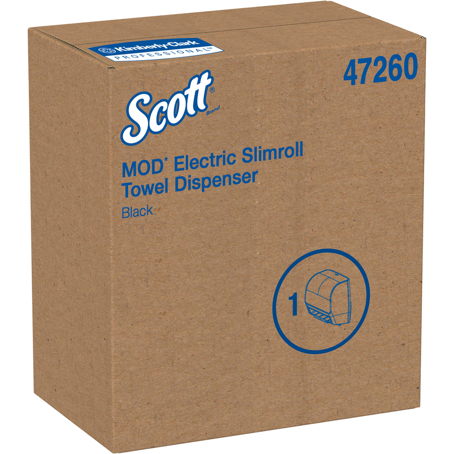 Scott Mod Slimroll Towel Dispenser - Touchless Dispenser - 1 x Roll - 12.4" Height x 11.8" Width x 7.3" Depth - Plastic - Black - Compact, Translucent