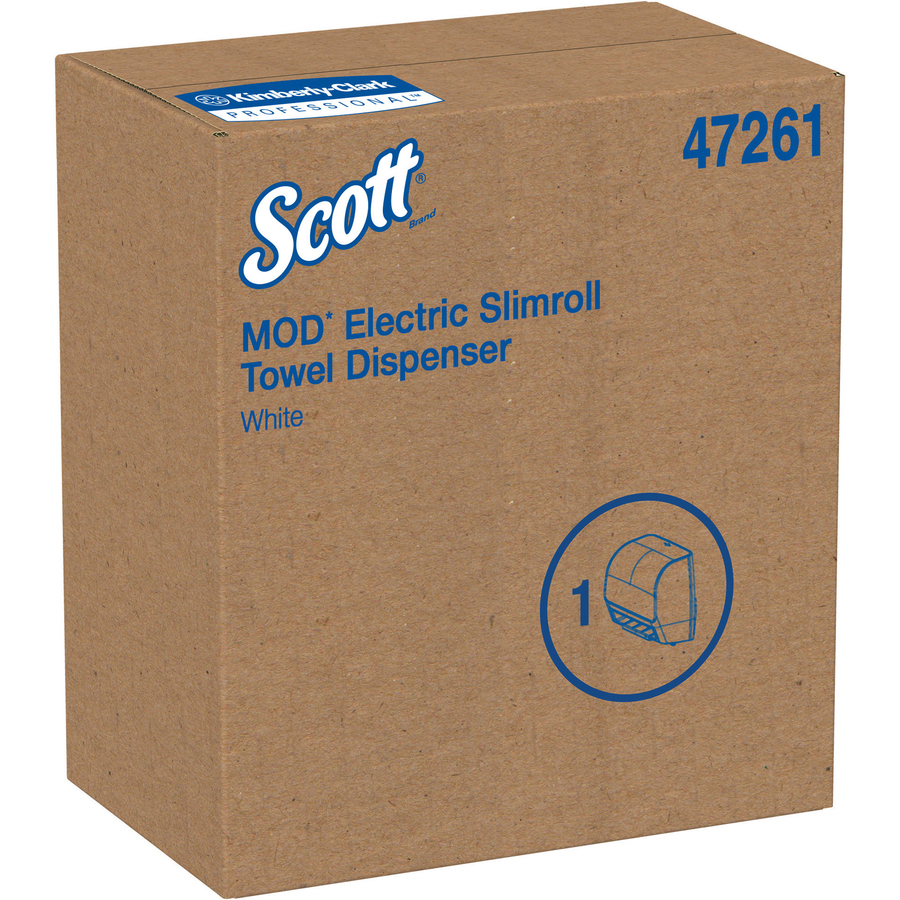 Scott Slimroll Hard Roll Towels - Touchless Dispenser - 1 x Roll - 11.8" Height x 12.4" Width x 7.3" Depth - Plastic - White - Compact, Translucent, R