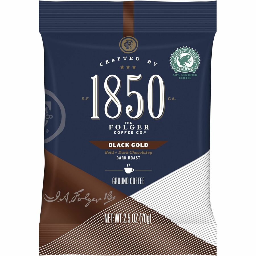 Folgers® 1850 Black Gold Dark Roast Ground Coffee - Arabica, Dark Blend - 2.5 oz - 24 / Carton