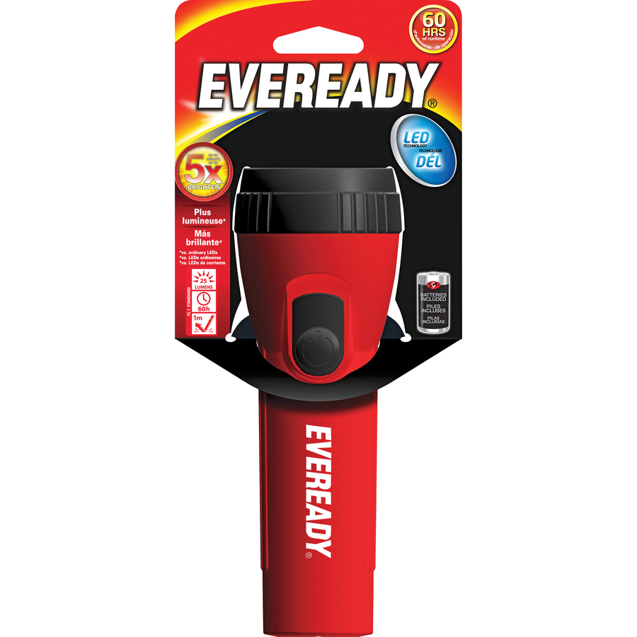Eveready Economy LED Flashlight Twin Pack, 2 7/16\", Red/Blue, Pack Of 2