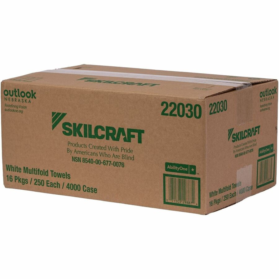 Picture of Multifold Towels, 9.5" x 9.25", White, 100% Recycled Fiber, 250/Pack, 16 PK/BX