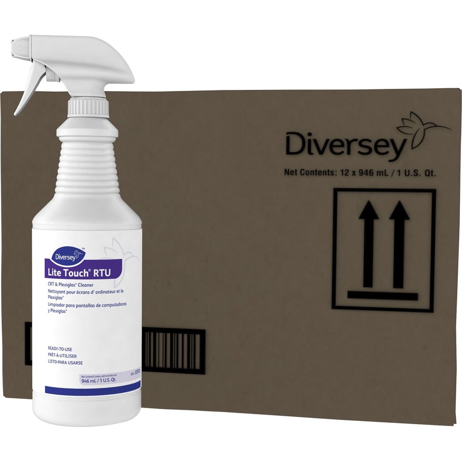 Diversey Lite Touch CRT and Plexiglas Cleaner | 32 oz Spray Bottle | 12/Carton