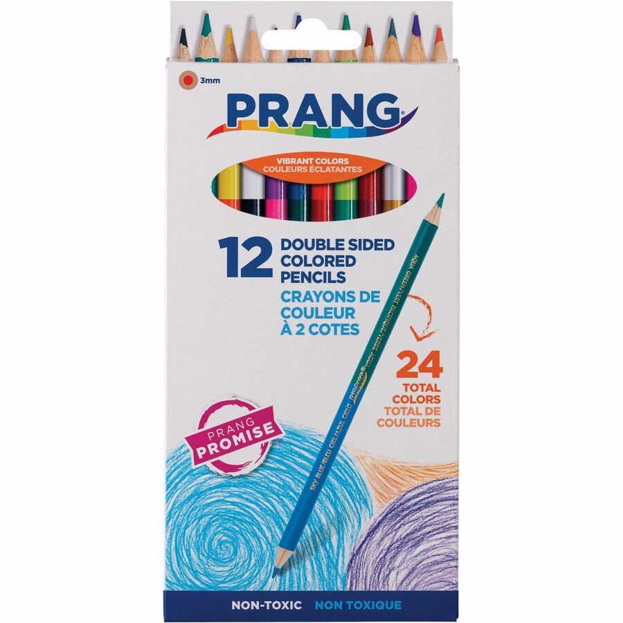 Prang Triangular Colored Pencils With Sharpener, Assorted Colors, 5.5 mm  Core, 12 Count