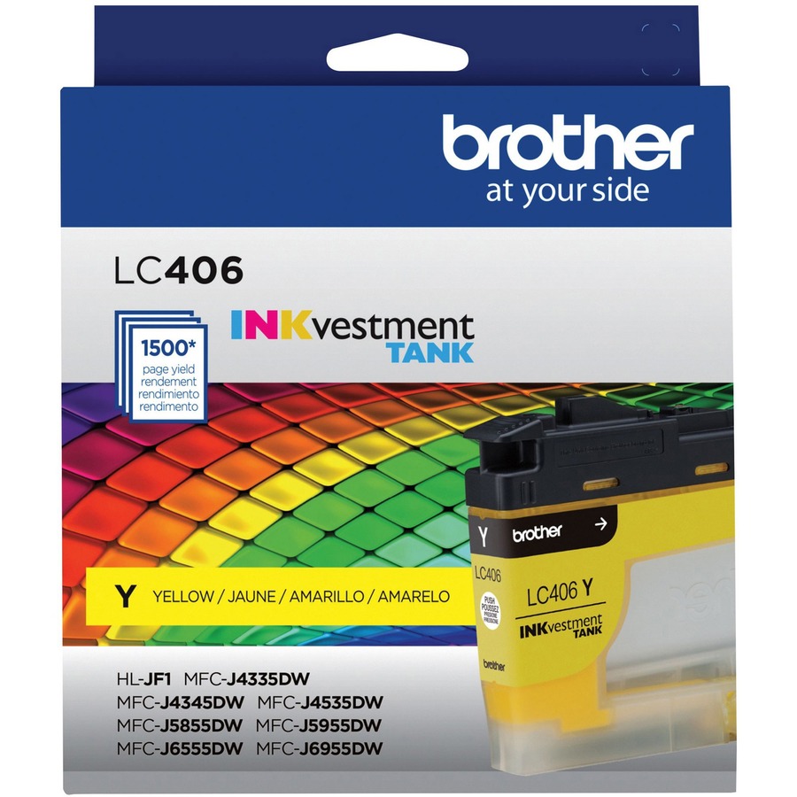 Brother INKvestment LC406Y Original Standard Yield Inkjet Ink Cartridge - Single Pack - Yellow - 1 Each