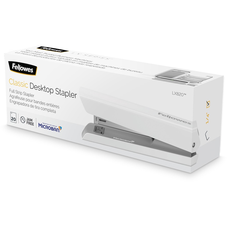 Fellowes LX820 - Classic Full Size Desktop Stapler - White