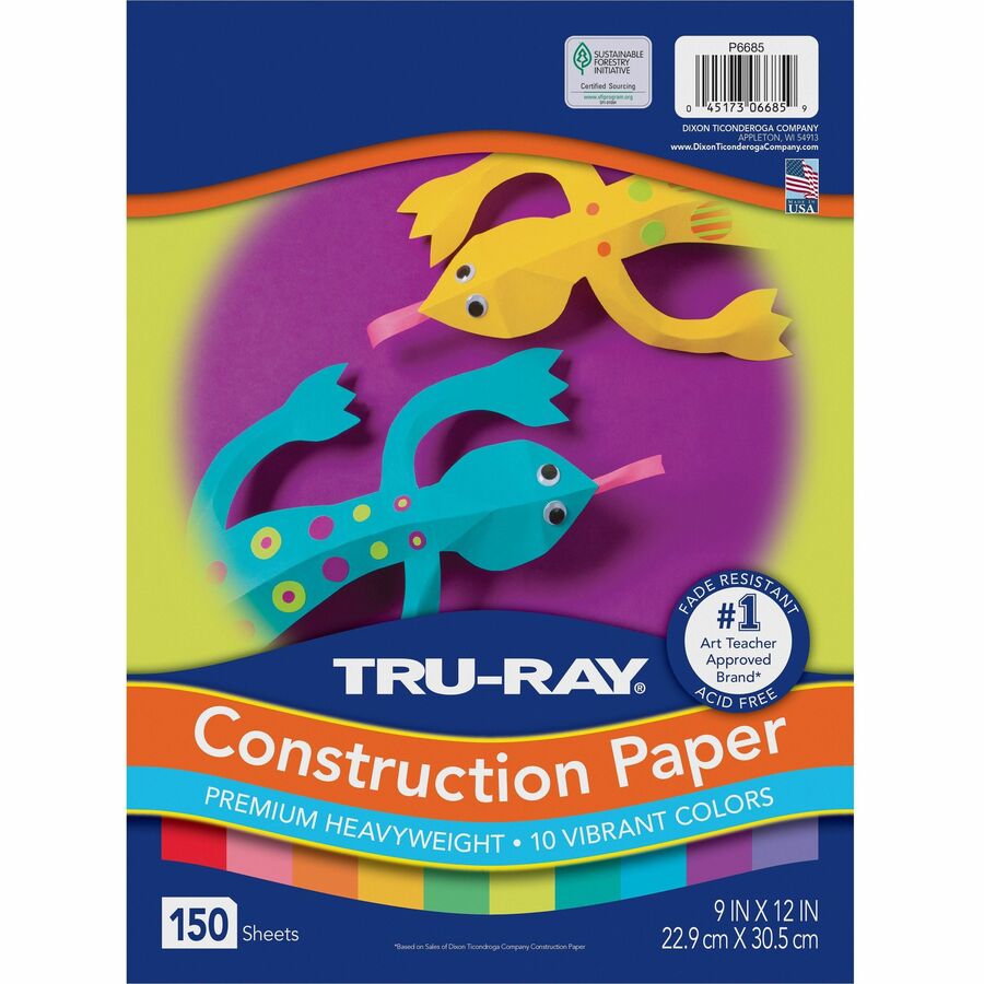 Tru-Ray Construction Paper - Art Project, Craft Project - 9Width x  12Length - 144 Sheet - Black, White - Sulphite, Fiber, Paper - Thomas  Business Center Inc