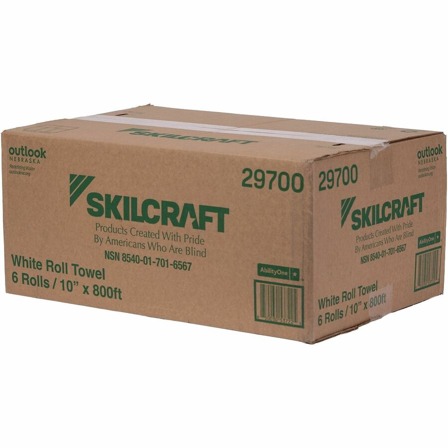 Picture of Paper Towel Roll, 1 ply, 10 in x 800 ft, 2 in core, white, paper, 6 / Box, BX